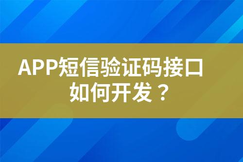 APP短信驗(yàn)證碼接口如何開(kāi)發(fā)？
