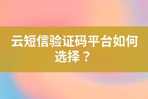 云短信驗證碼平臺如何選擇？