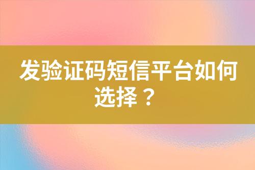 發(fā)驗(yàn)證碼短信平臺(tái)如何選擇？