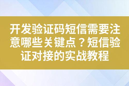 開發驗證碼短信需要注意哪些關鍵點？短信驗證對接的實戰教程