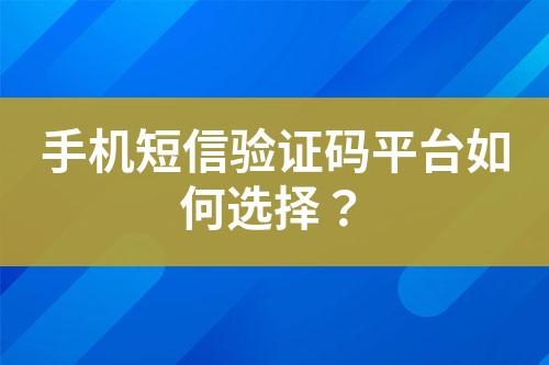 手機短信驗證碼平臺如何選擇？