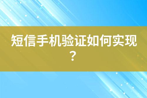 短信手機驗證如何實現？