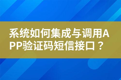 系統如何集成與調用APP驗證碼短信接口？
